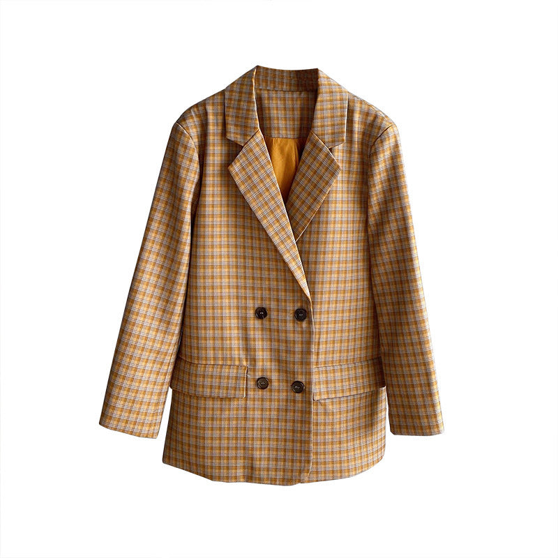 Spring Retro Checkered Women'S Suit