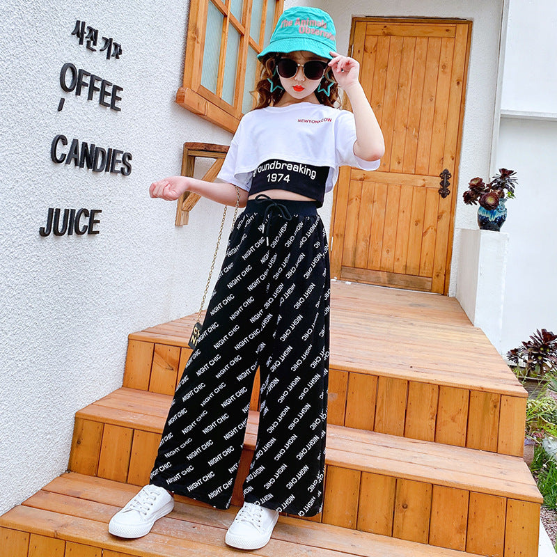 Casual Drape Straight Loose Loose Summer Children's Western Style Wide-leg Pants Suit