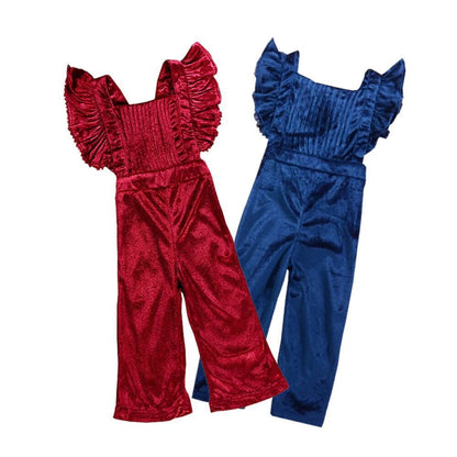 Clothes Children's Baby Summer Jumpsuit Girls' Jumpsuit Wine Red