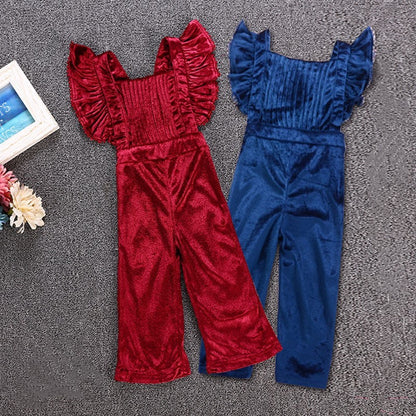 Clothes Children's Baby Summer Jumpsuit Girls' Jumpsuit Wine Red