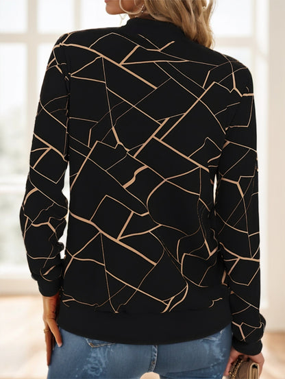 Geo Print Zipper Front Jacket - ADJOVIMARK