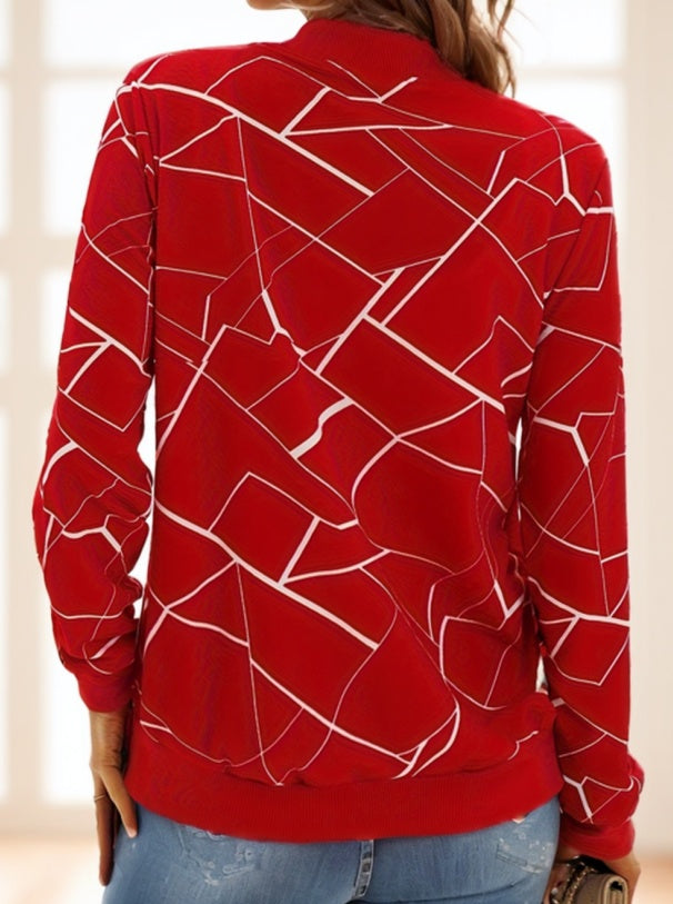 Geo Print Zipper Front Jacket - ADJOVIMARK
