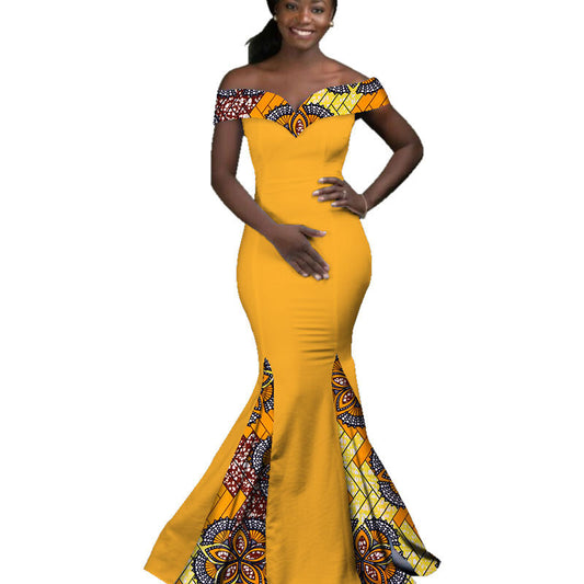 African Women Dress Wax Print Fashion Ankara - ADJOVIMARK