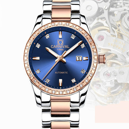 Watch Female Automatic Mechanical Watch Fashion Trend Rose Gold Waterproof Brand Diamond Female Watch - ADJOVIMARK