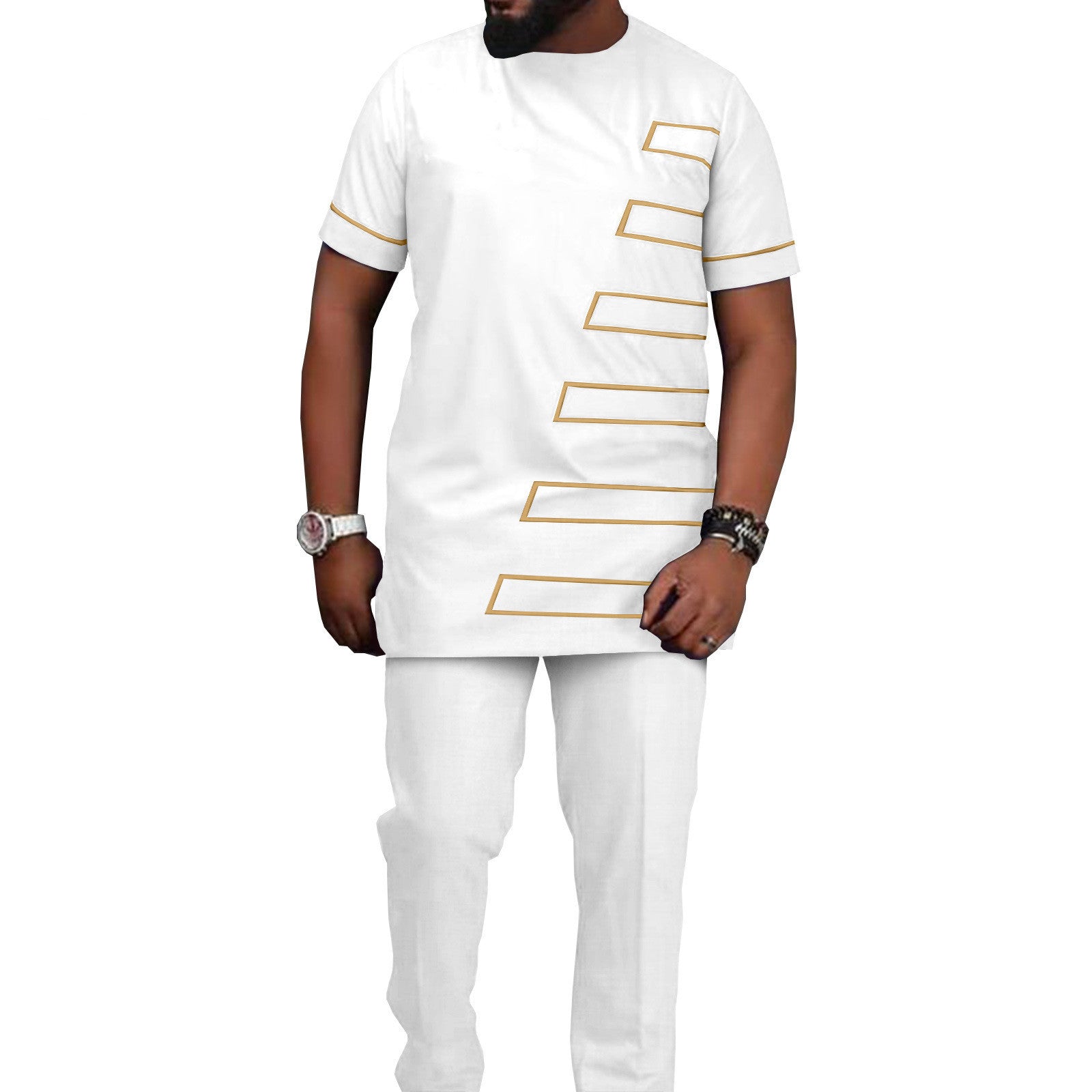 African Ethnic Printed Batik Men's Casual Suit - ADJOVIMARK