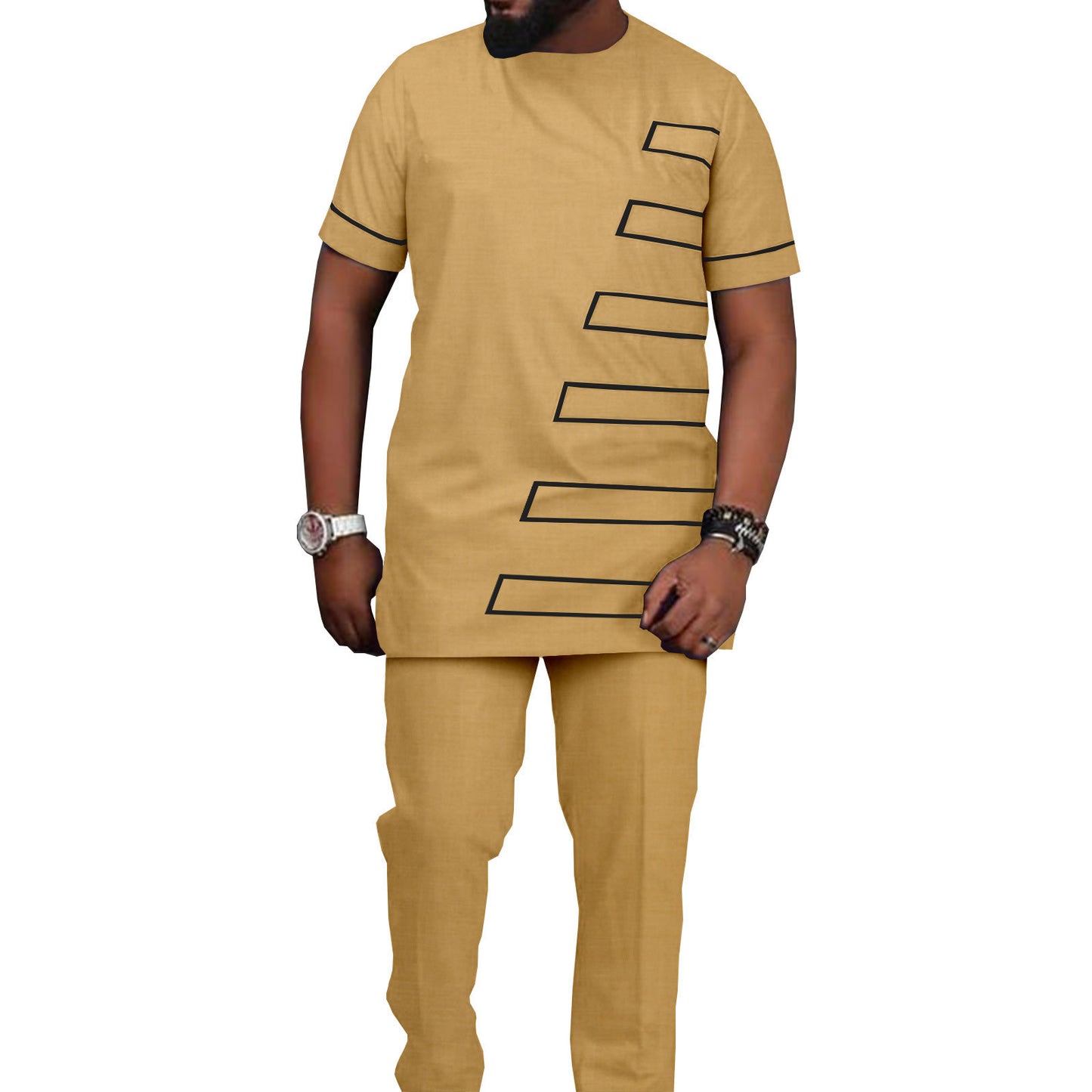 African Ethnic Printed Batik Men's Casual Suit - ADJOVIMARK