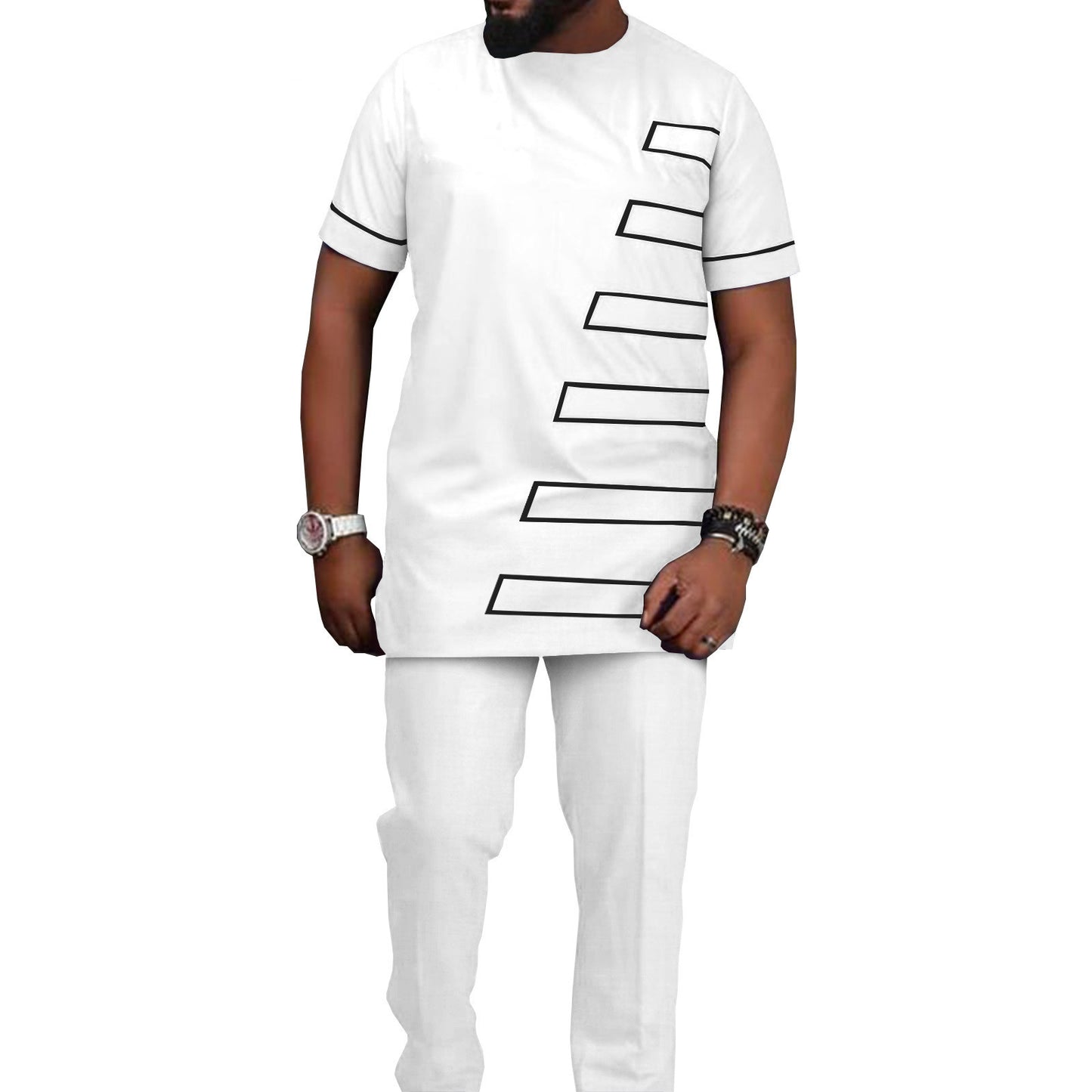 African Ethnic Printed Batik Men's Casual Suit - ADJOVIMARK