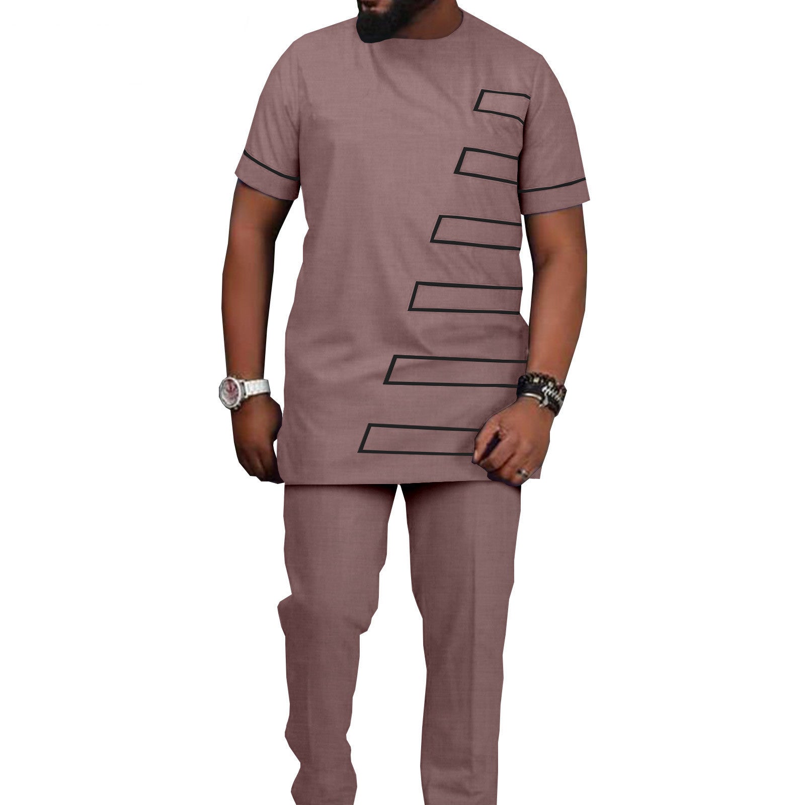 African Ethnic Printed Batik Men's Casual Suit - ADJOVIMARK