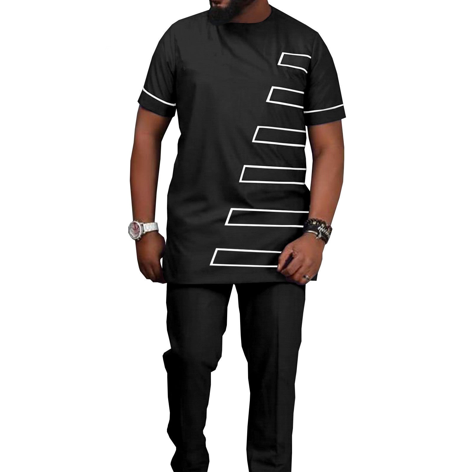 African Ethnic Printed Batik Men's Casual Suit - ADJOVIMARK