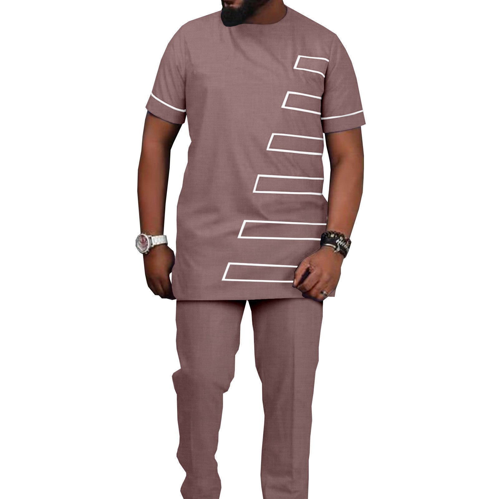African Ethnic Printed Batik Men's Casual Suit - ADJOVIMARK