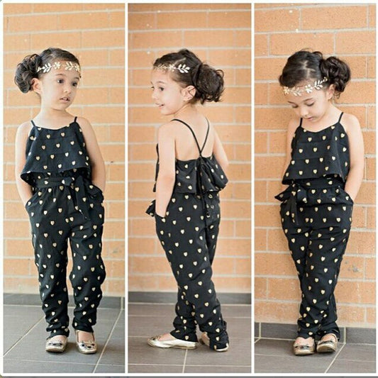 Fashion Summer Kids Girls Clothing Sets Cotton Sleeveless Polka Dot Strap Girls Jumpsuit Clothes Sets Outfits Children Suits - ADJOVIMARK