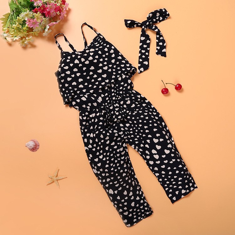 Fashion Summer Kids Girls Clothing Sets Cotton Sleeveless Polka Dot Strap Girls Jumpsuit Clothes Sets Outfits Children Suits - ADJOVIMARK