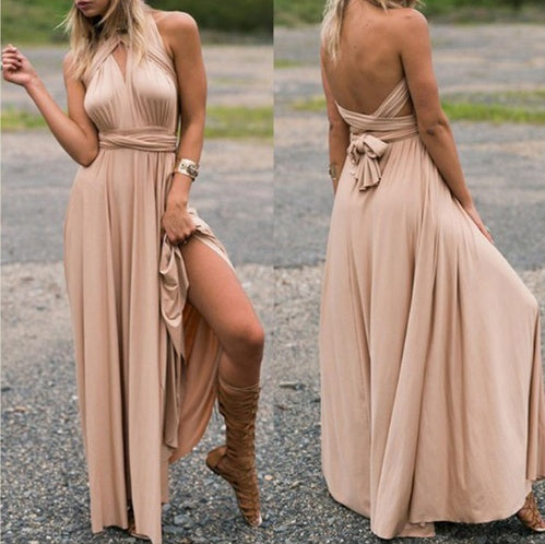 Women's Sexy Long Party Dress Club Floor-Length Summer Backless Bandage Maxi Dress Multiway Bridesmaids Boho Women Dress Vestidos - ADJOVIMARK