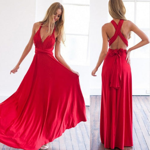 Women's Sexy Long Party Dress Club Floor-Length Summer Backless Bandage Maxi Dress Multiway Bridesmaids Boho Women Dress Vestidos - ADJOVIMARK