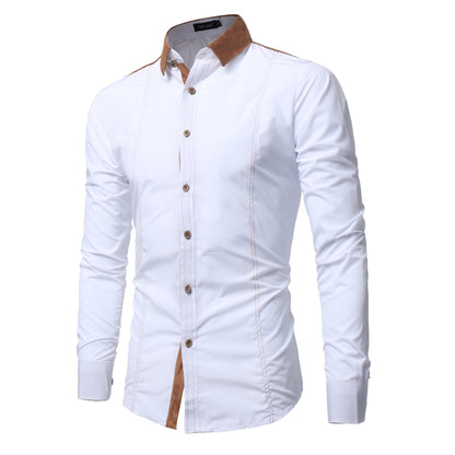 European And American Men's Long-sleeved Shirts Featuring Deerskin Collar Shirts - ADJOVIMARK