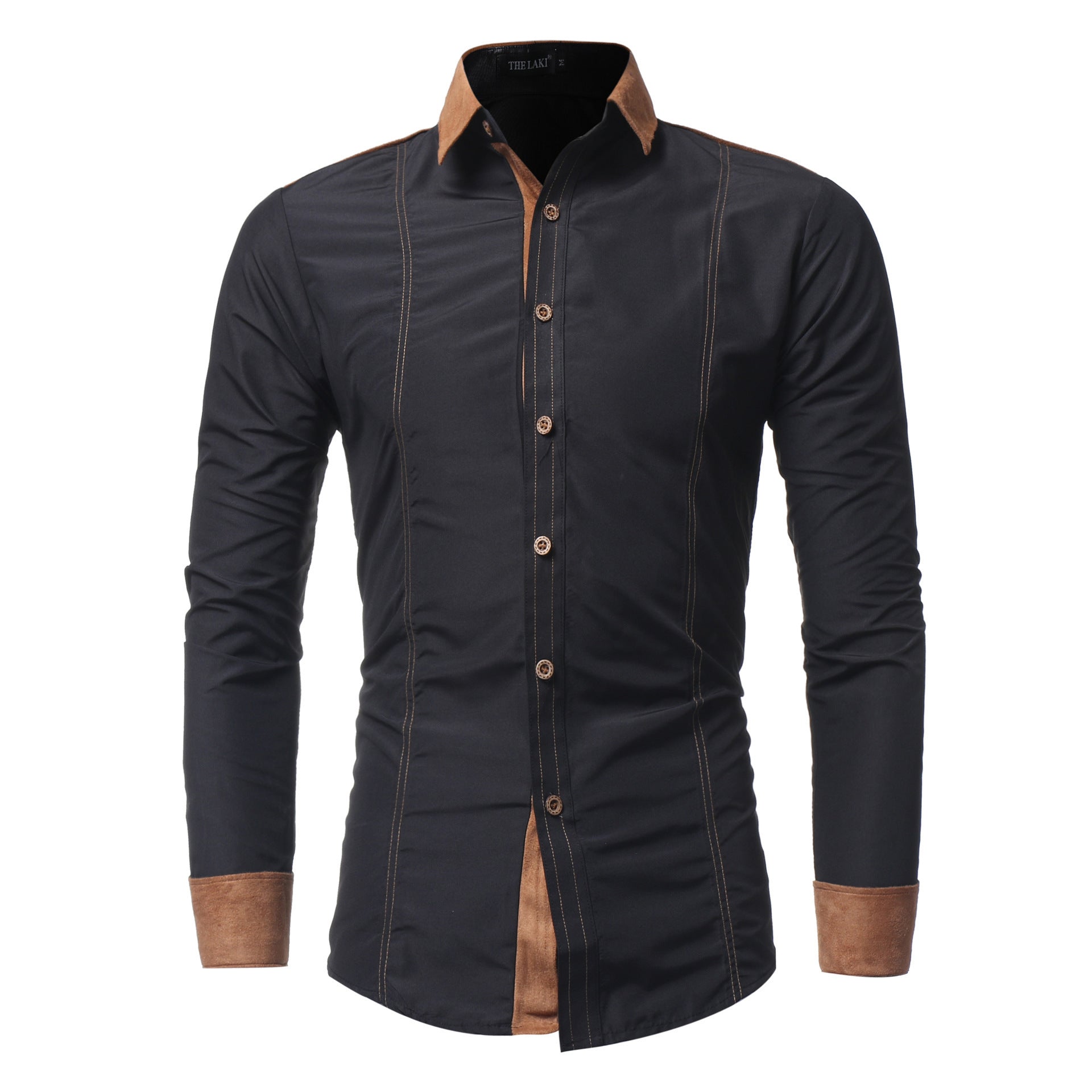 European And American Men's Long-sleeved Shirts Featuring Deerskin Collar Shirts - ADJOVIMARK
