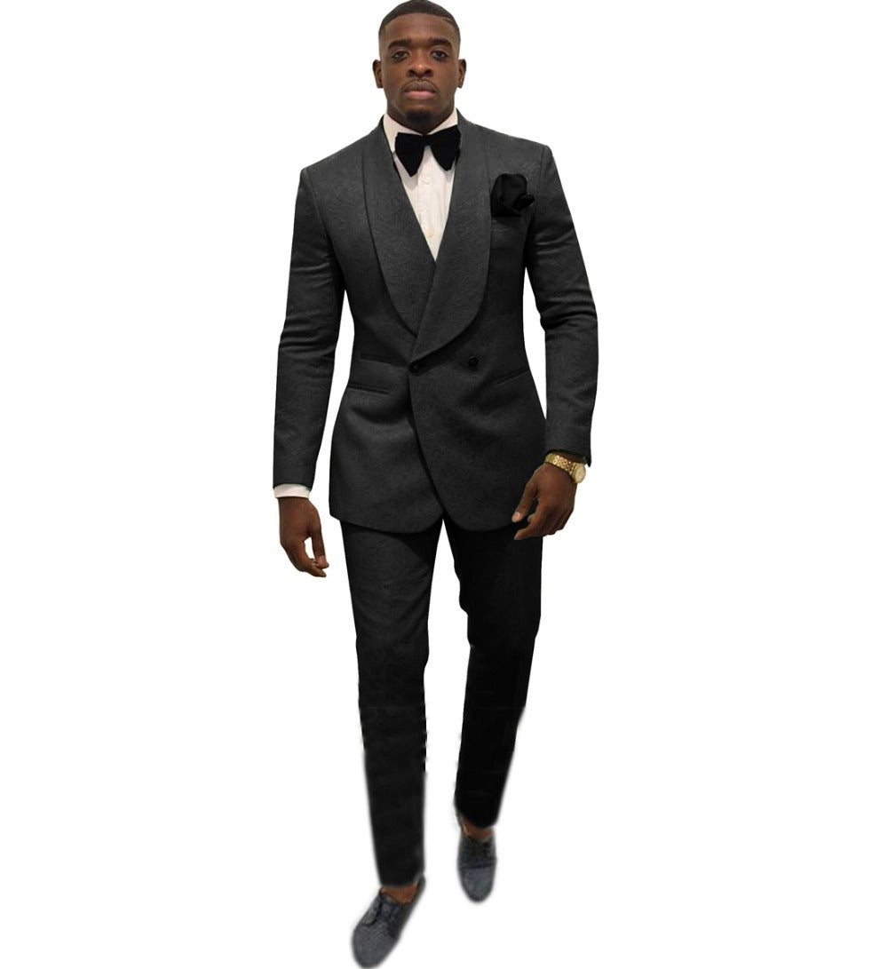 Men's Fashion Solid Color Suit Top Pants Set - ADJOVIMARK