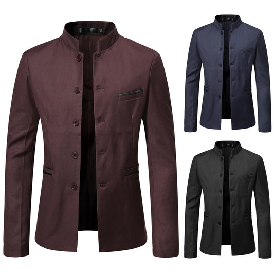 Men's Stand Collar Suit Slim Jacket - ADJOVIMARK