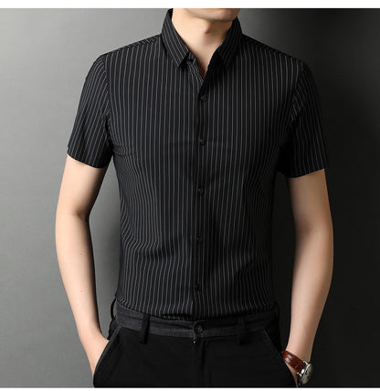 Middle-aged Short Sleeve Business Shirt With Lapel - ADJOVIMARK