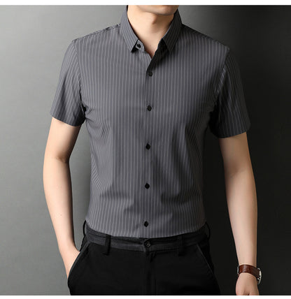 Middle-aged Short Sleeve Business Shirt With Lapel - ADJOVIMARK