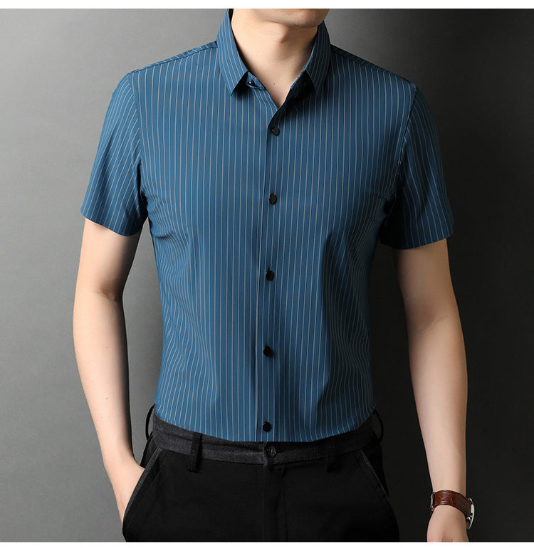 Middle-aged Short Sleeve Business Shirt With Lapel - ADJOVIMARK