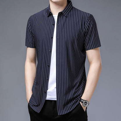 Middle-aged Short Sleeve Business Shirt With Lapel - ADJOVIMARK
