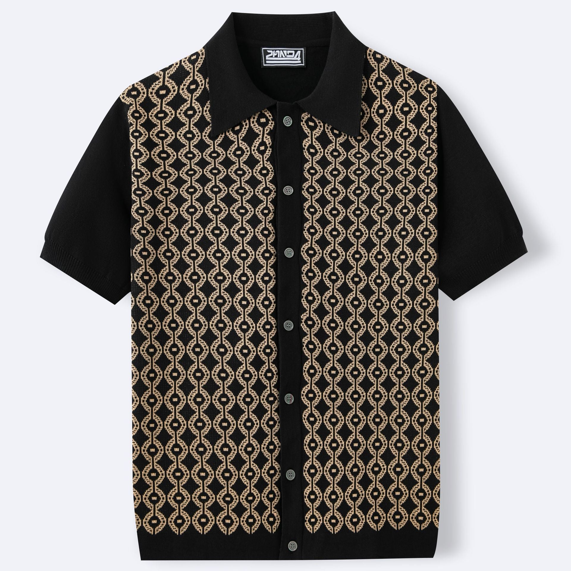Summer Tencel Short-sleeved Sweater Lapel Jacquard Cardigan For Men - ADJOVIMARK