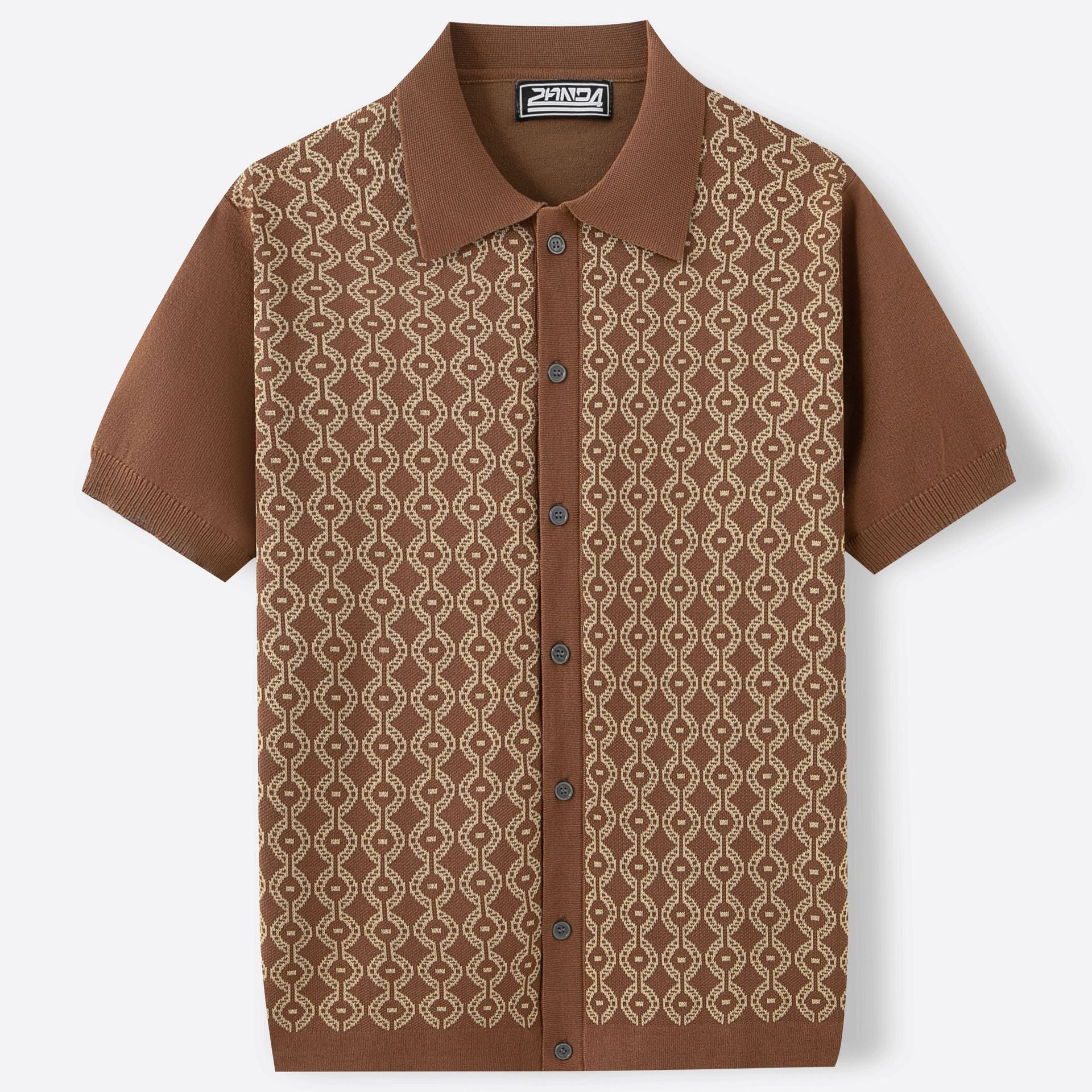 Summer Tencel Short-sleeved Sweater Lapel Jacquard Cardigan For Men - ADJOVIMARK