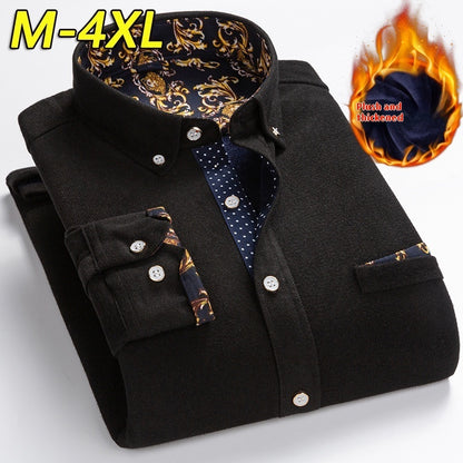 Winter Corduroy Fleece Warm Shirt Men - ADJOVIMARK