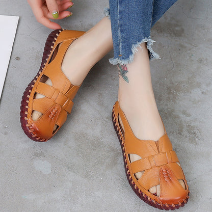 Leather Cavern Shoes With Hollow Head For Women's Shoes - ADJOVIMARK