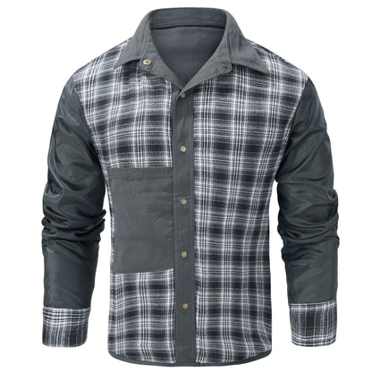 Lapel Plaid Flannel Casual Coat - ADJOVIMARK