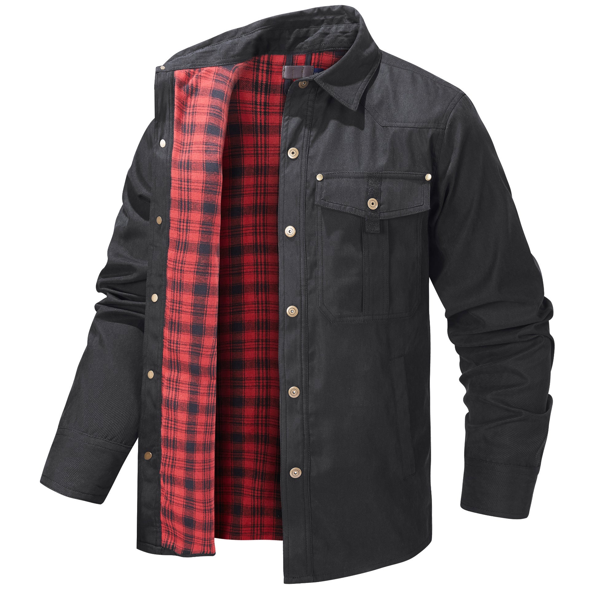 Lapel Plaid Flannel Casual Coat - ADJOVIMARK