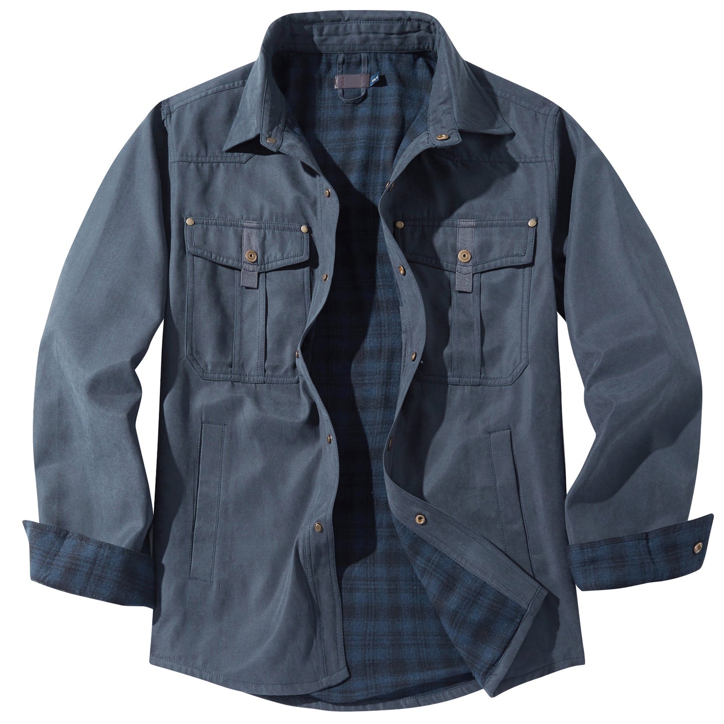 Lapel Plaid Flannel Casual Coat - ADJOVIMARK