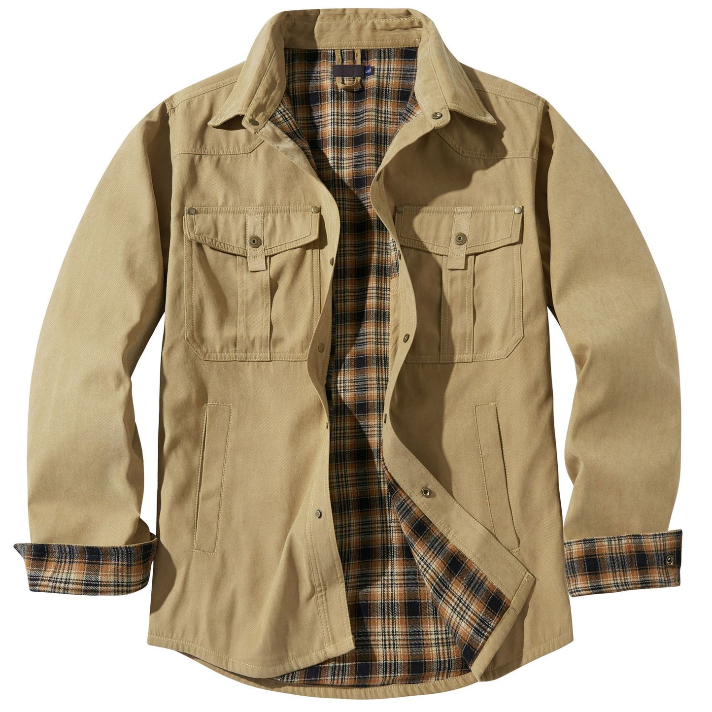 Lapel Plaid Flannel Casual Coat - ADJOVIMARK