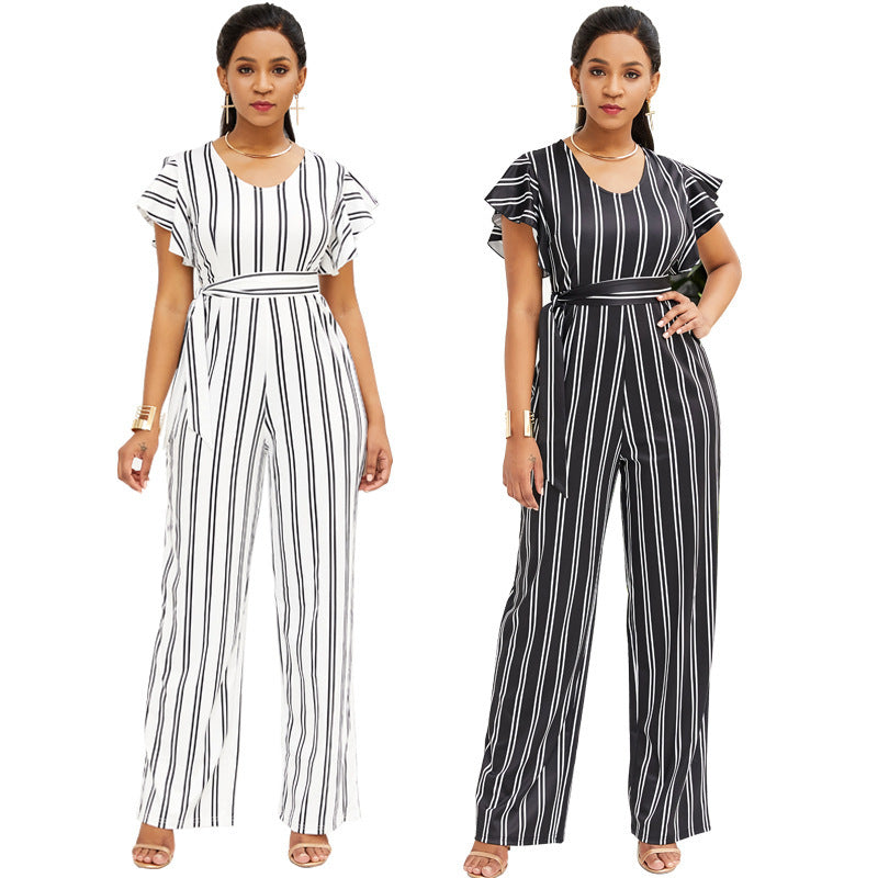 Two-color Fashion Women's Clothing With Black And White Stripe Printing - ADJOVIMARK