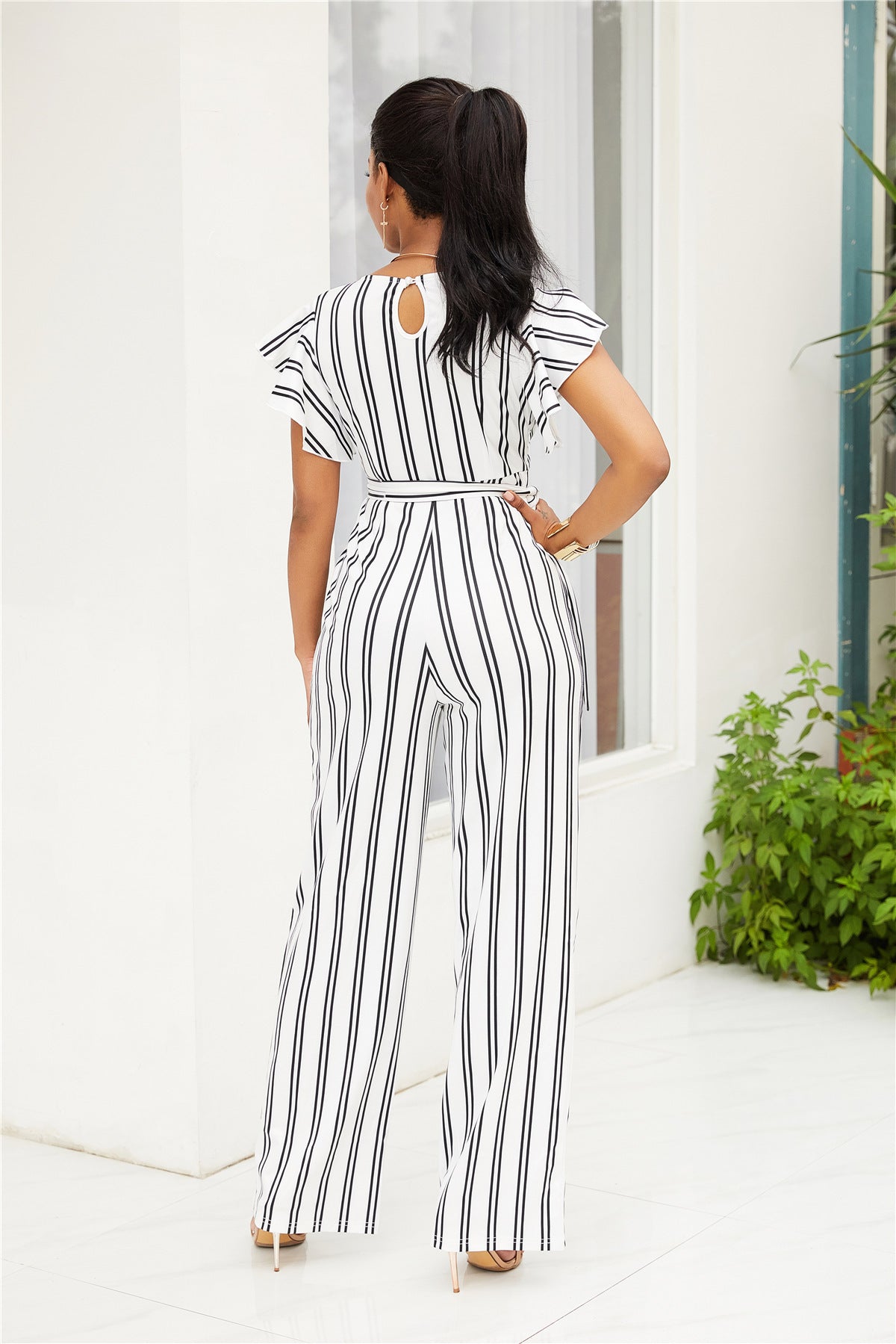 Two-color Fashion Women's Clothing With Black And White Stripe Printing - ADJOVIMARK
