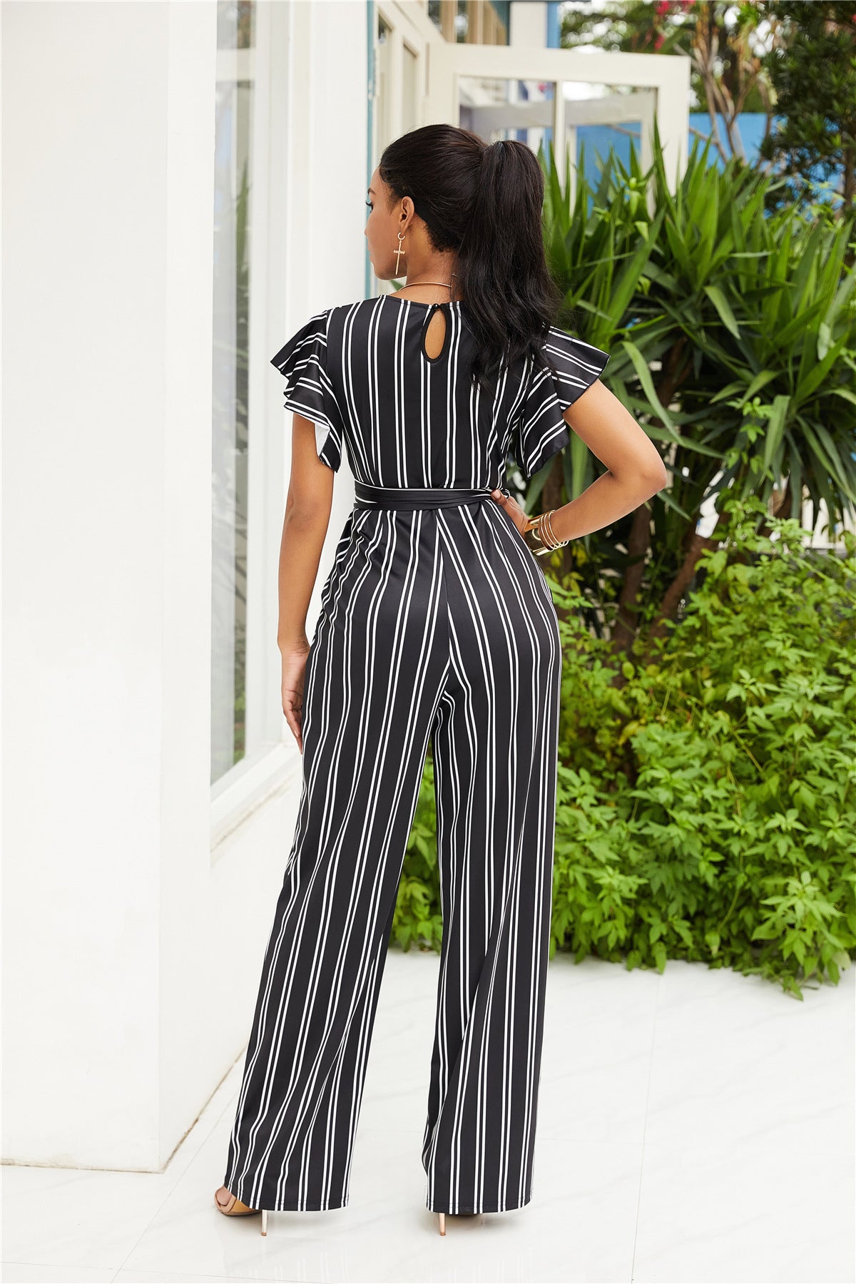 Two-color Fashion Women's Clothing With Black And White Stripe Printing - ADJOVIMARK