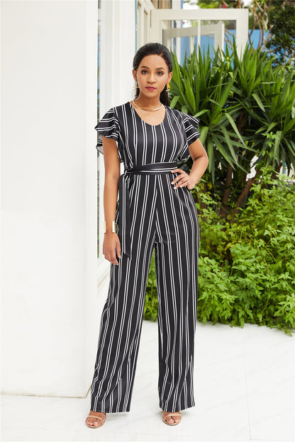 Two-color Fashion Women's Clothing With Black And White Stripe Printing - ADJOVIMARK