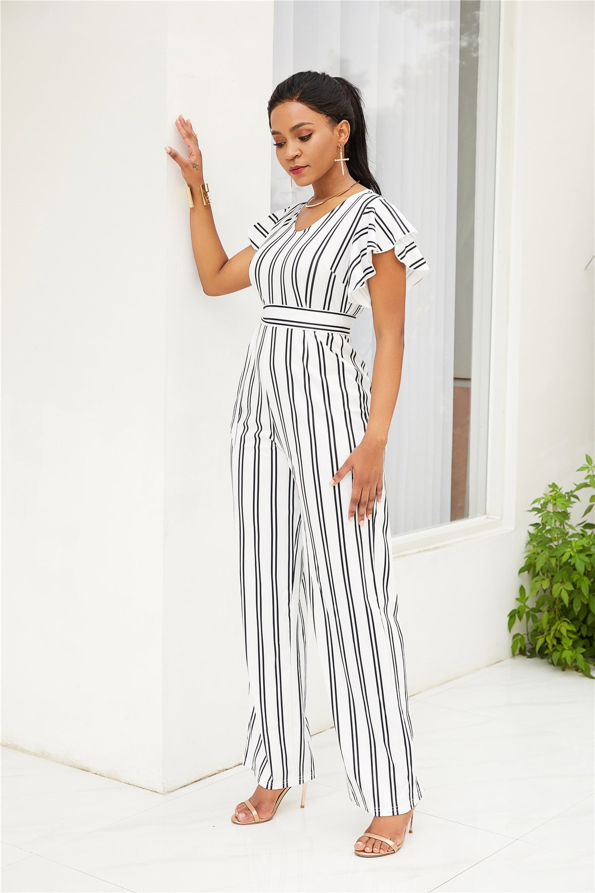 Two-color Fashion Women's Clothing With Black And White Stripe Printing - ADJOVIMARK