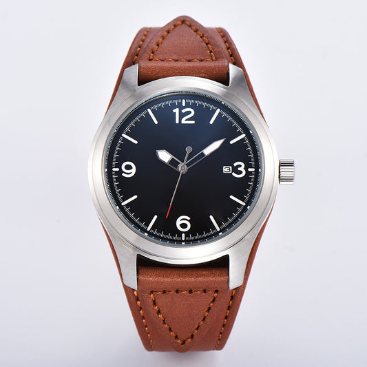 Luminous calendar leather strap men's watch - ADJOVIMARK