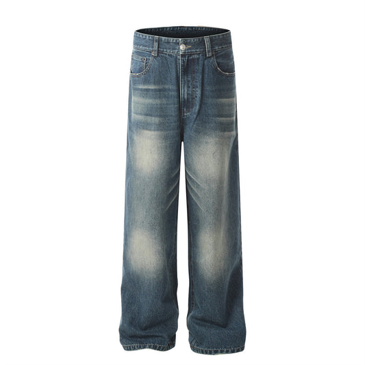 American Washed Wear-white Jeans Straight-leg Pants - ADJOVIMARK