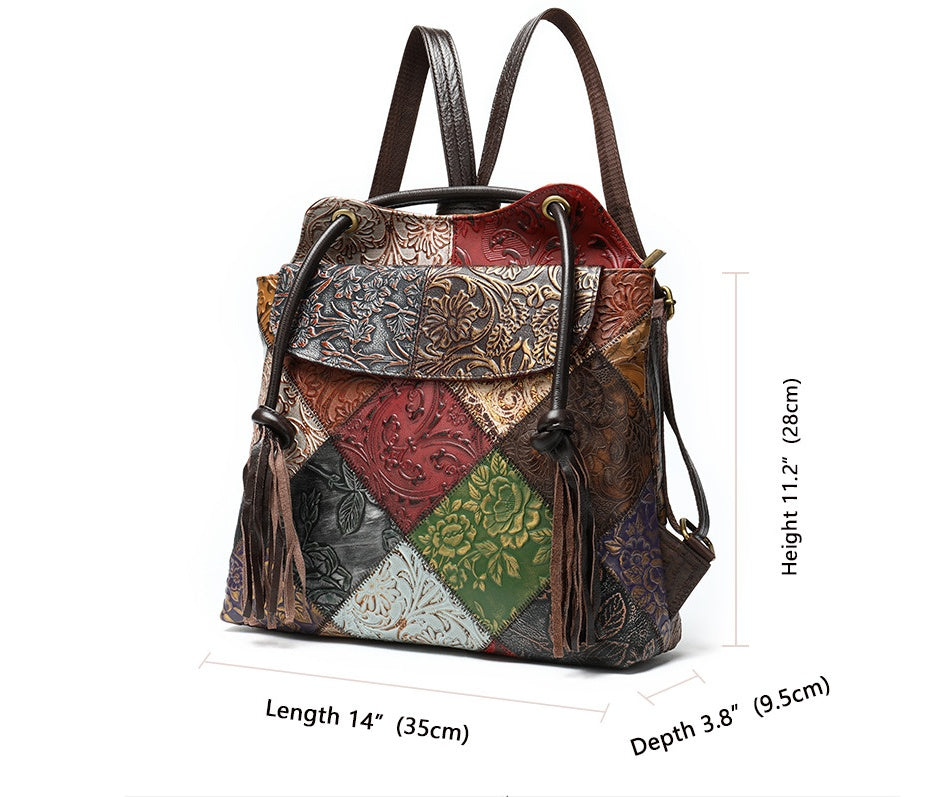 Fringed embossed shoulder bag - ADJOVIMARK