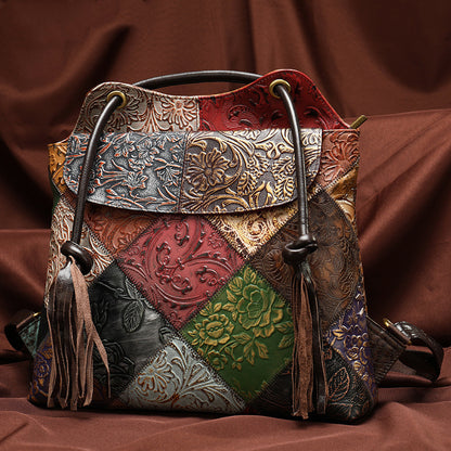 Fringed embossed shoulder bag - ADJOVIMARK