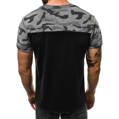 Round neck camouflage letter printed short sleeve - ADJOVIMARK