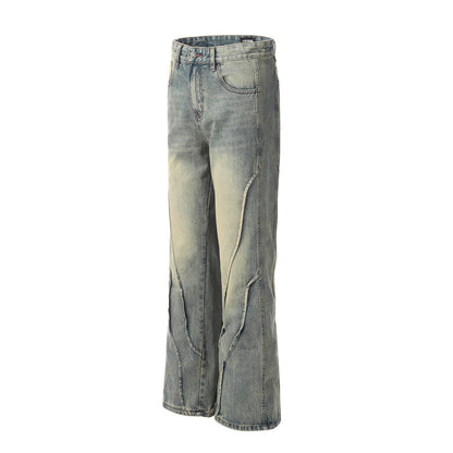 Punk Distressed Wash Denim Trousers Men's Street Fashion - ADJOVIMARK