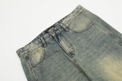 Punk Distressed Wash Denim Trousers Men's Street Fashion - ADJOVIMARK
