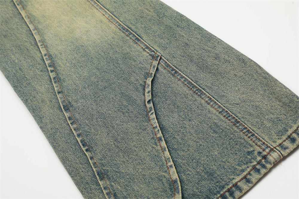 Punk Distressed Wash Denim Trousers Men's Street Fashion - ADJOVIMARK