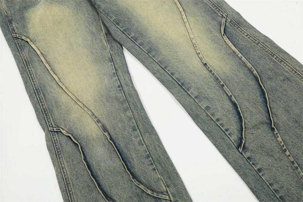 Punk Distressed Wash Denim Trousers Men's Street Fashion - ADJOVIMARK