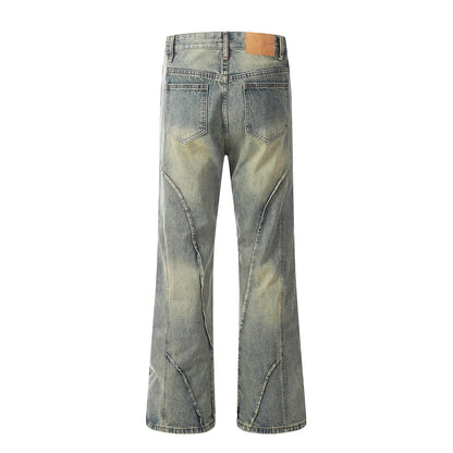 Punk Distressed Wash Denim Trousers Men's Street Fashion - ADJOVIMARK