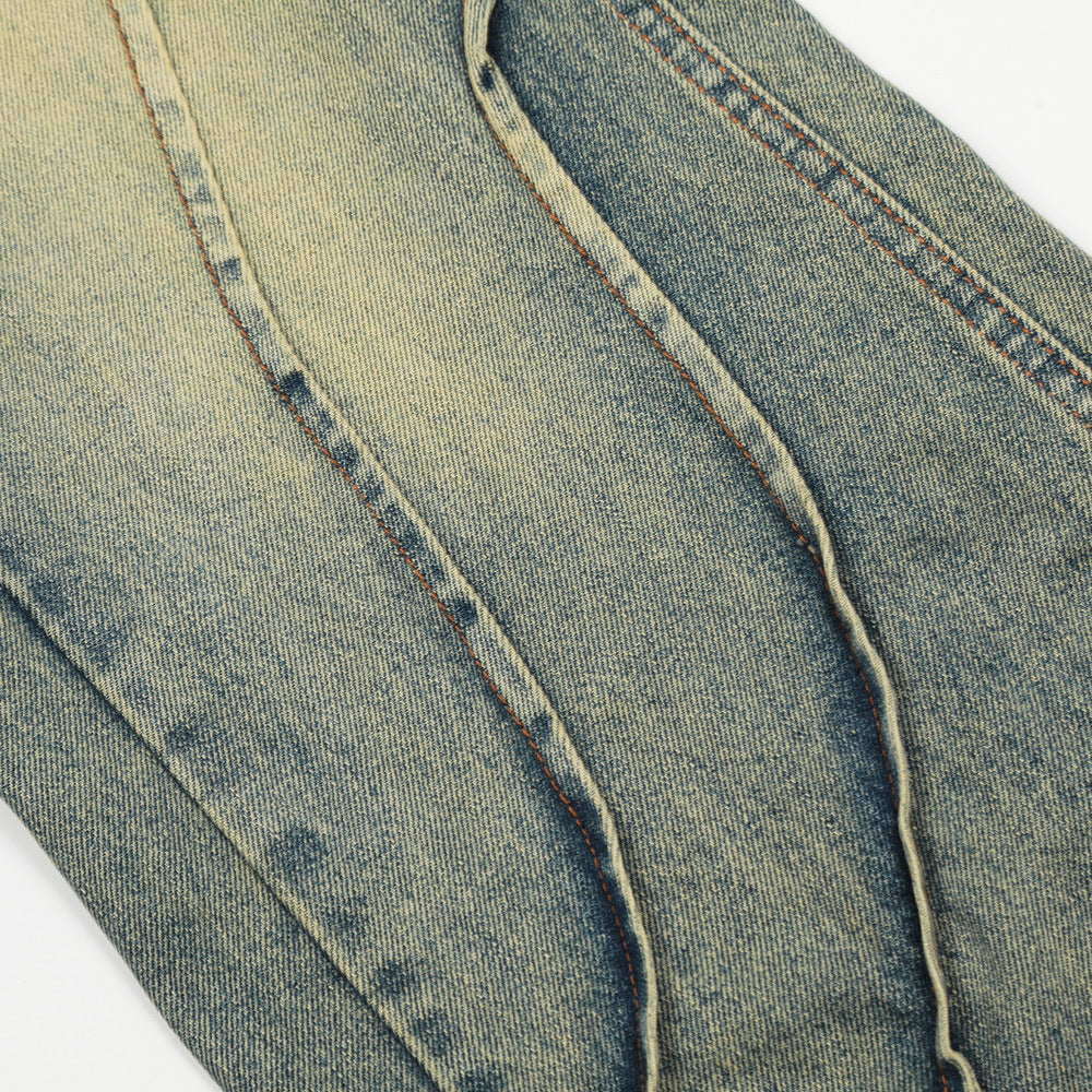 Punk Distressed Wash Denim Trousers Men's Street Fashion - ADJOVIMARK